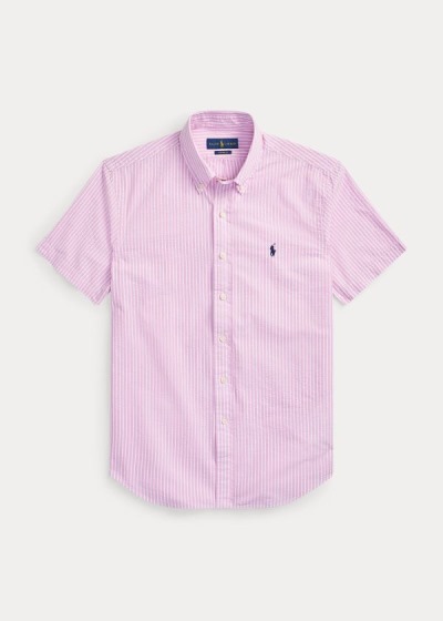 Camisa Polo Ralph Lauren Hombre Rosas / Blancos - Classic Fit Seersucker - FWXRI6095